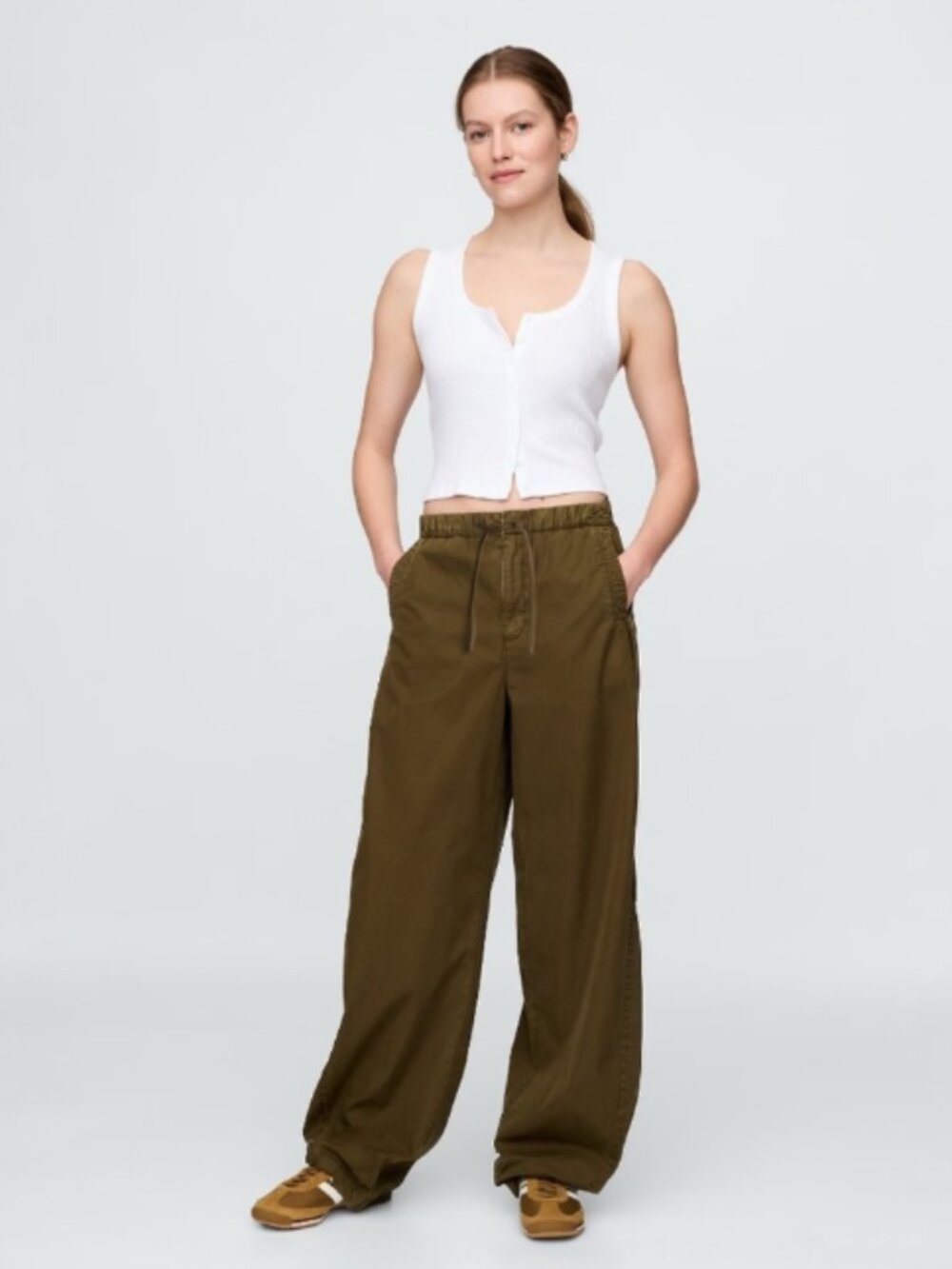 Gap Mid Rise Barrel Parachute Pants